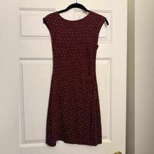 LOFT Burgundy Patterned Midi Dress